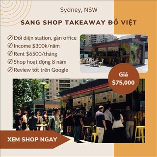 Cần sang tiệm take away đồ ăn Việt đối diện station đông khách